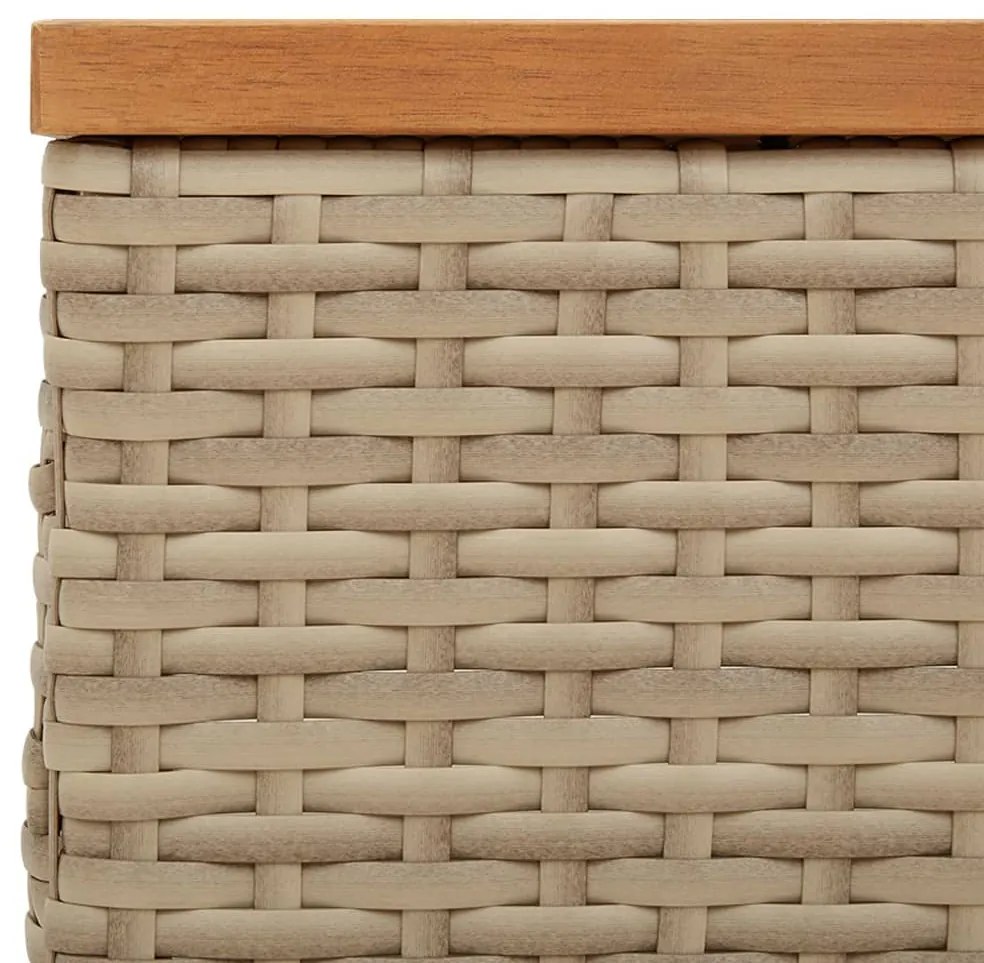 Mesa de jardim 70x70x25 cm vime e madeira de acácia maciça bege