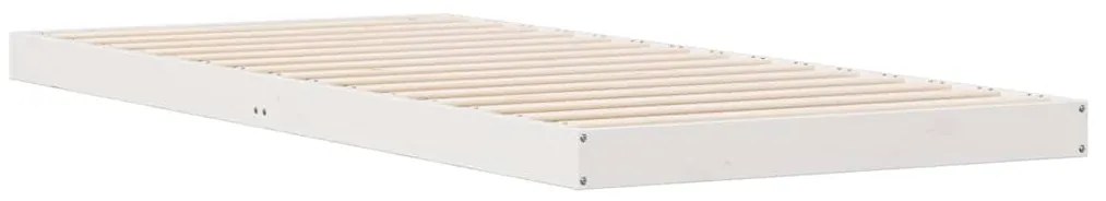 Estrutura de Cama de Chão vidaXL Branca 100x210 cm em Madeira Sólida d