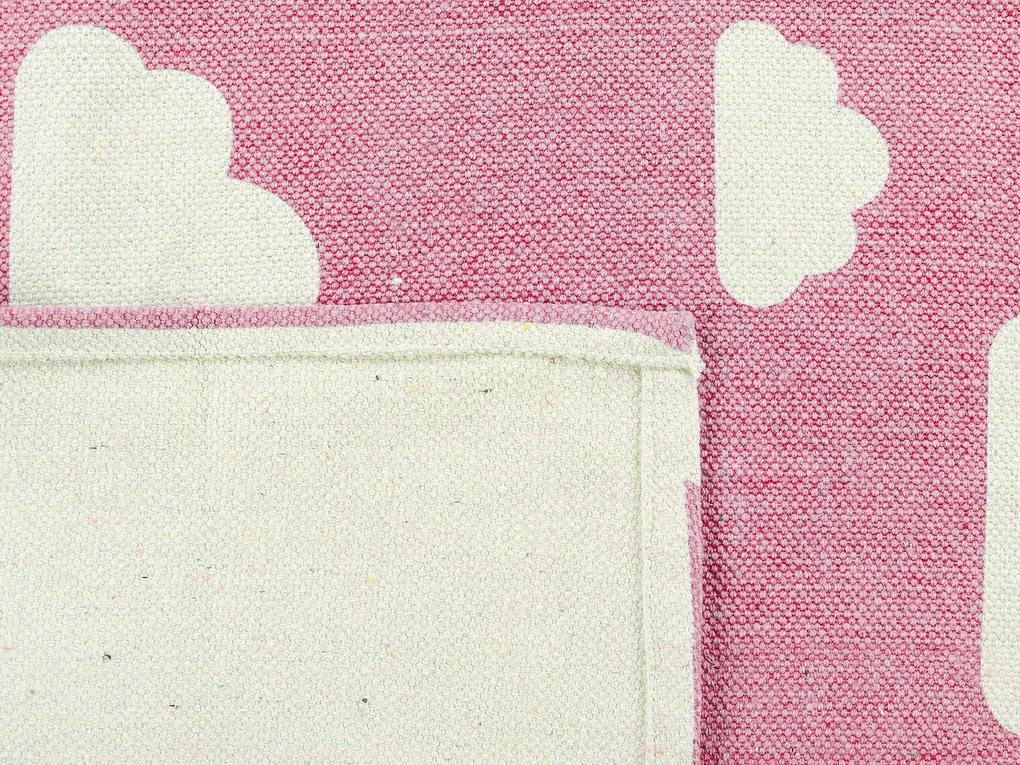 Tapete para crianças em algodão rosa e branco 60 x 90 cm GWALIJAR Beliani