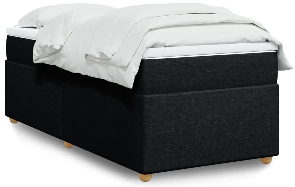 Cama com molas/colchão 90x190 cm tecido preto