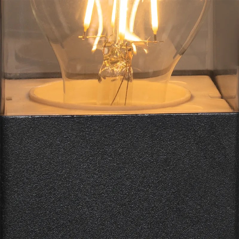 Candeeiro de pé para exterior preto 50 cm IP44 com vidro fumê - Denmark Moderno