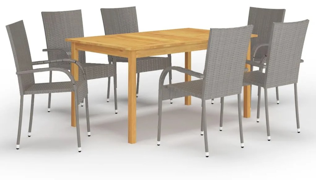 vidaXL 7 pcs conjunto de jantar para jardim cinzento