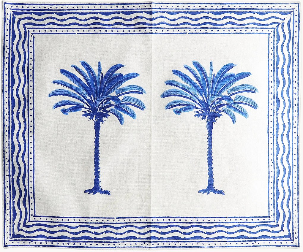 Individuais de mesa em algodão pintados à mão The Palms, conjunto de 4
