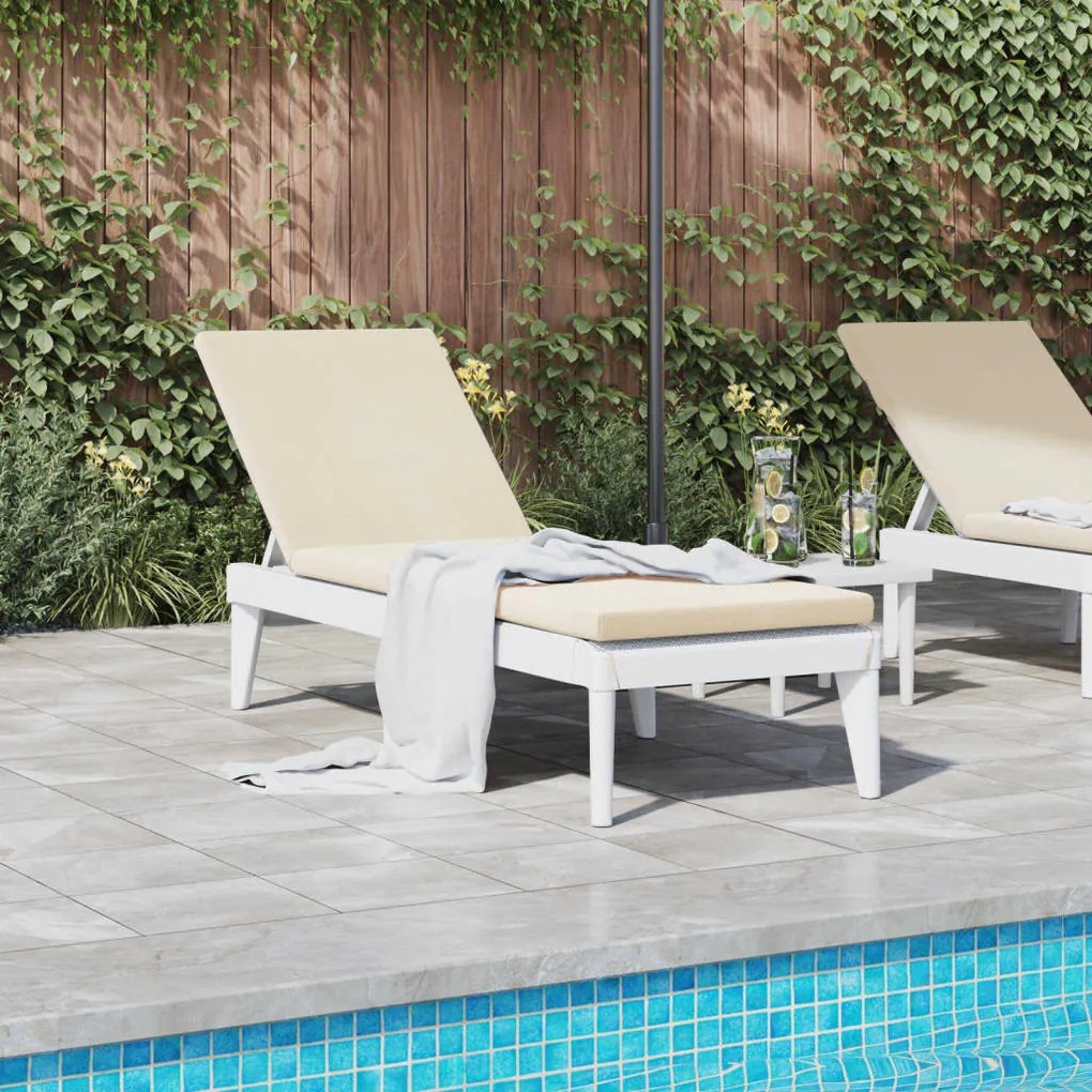 Espreguiçadeira com almofadão 186x60x29 cm PP branco