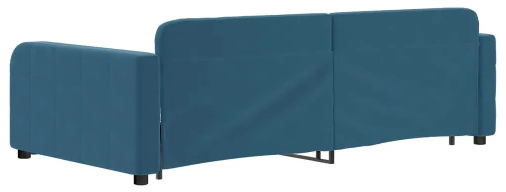 Sofá-cama com gavetão 100x200 cm veludo azul