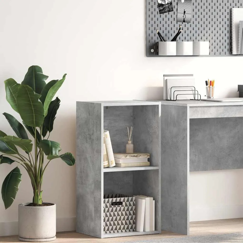 vidaXL Estante 2 prateleiras 40x30x76,5 cm contraplacado cinza cimento