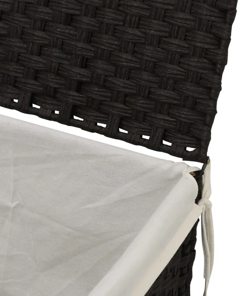 Cesto para roupa suja com tampa 55,5x35x34 cm vime PE preto