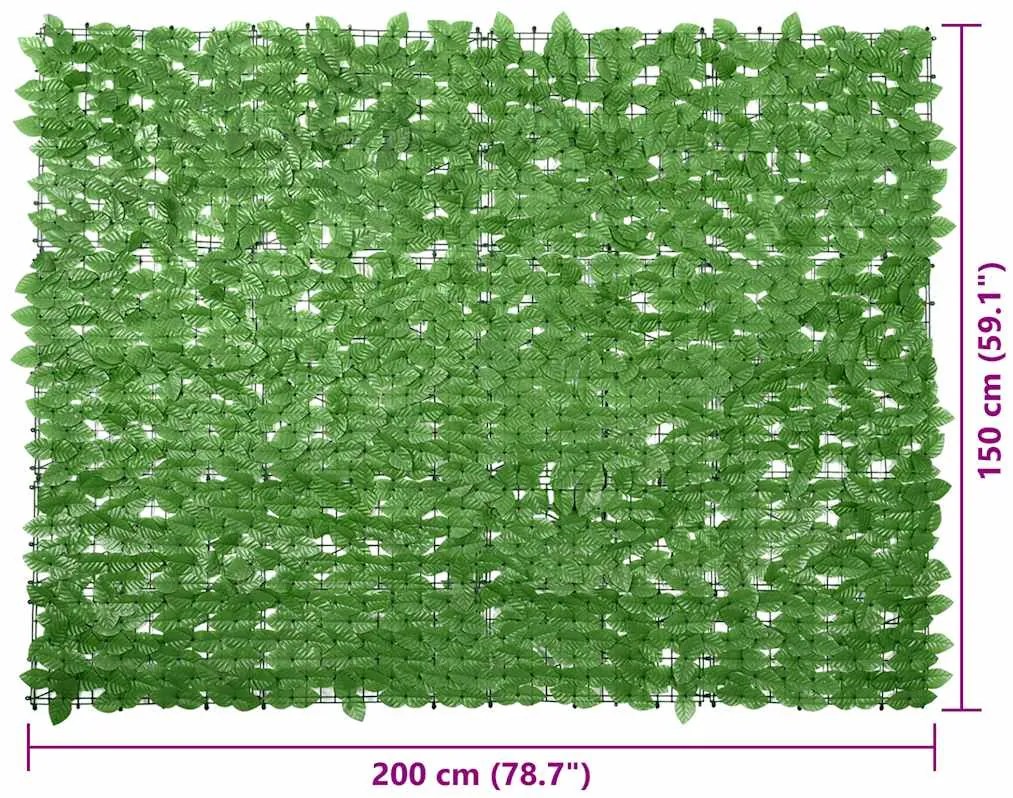 Tela de varanda com folhas verdes 200x150 cm