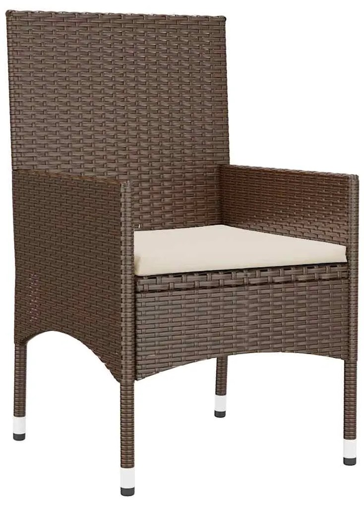 6 pcs conj. lounge jardim c/ almofadões 6 pcs vime PE castanho