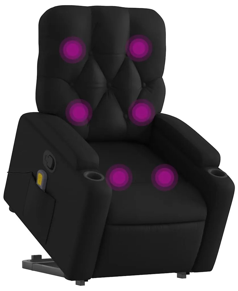 Poltrona massagens reclinável elevatória couro artificial preto