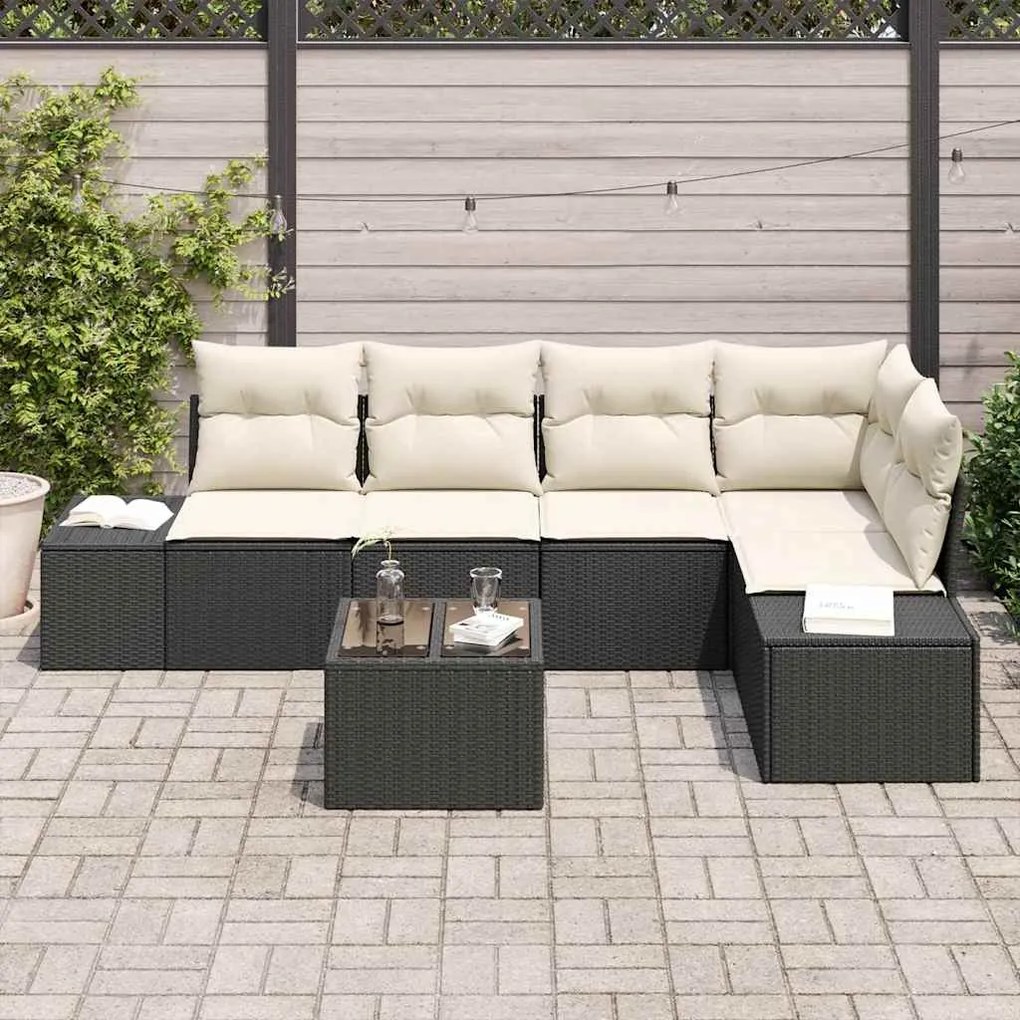 Conjunto de Sofá para Jardim com 5 Peças e Almofadas em Rattan Sintéti