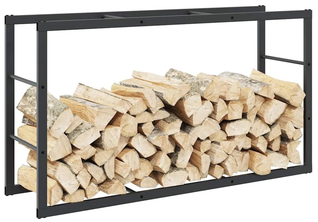 vidaXL Suporte para lenha 110x30x61 cm aço preto