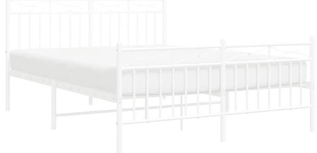 Estrutura de cama com cabeceira e pés 135x190 cm metal branco