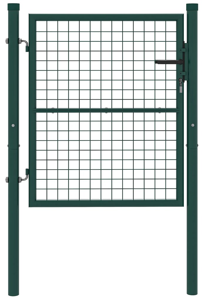 Outsunny Porta de Jardim 97x150 cm Porta para Vedação de Barra de Aço com Puxador Fechadura e 3 Chaves para Exterior Pátio Verde | Aosom Portugal