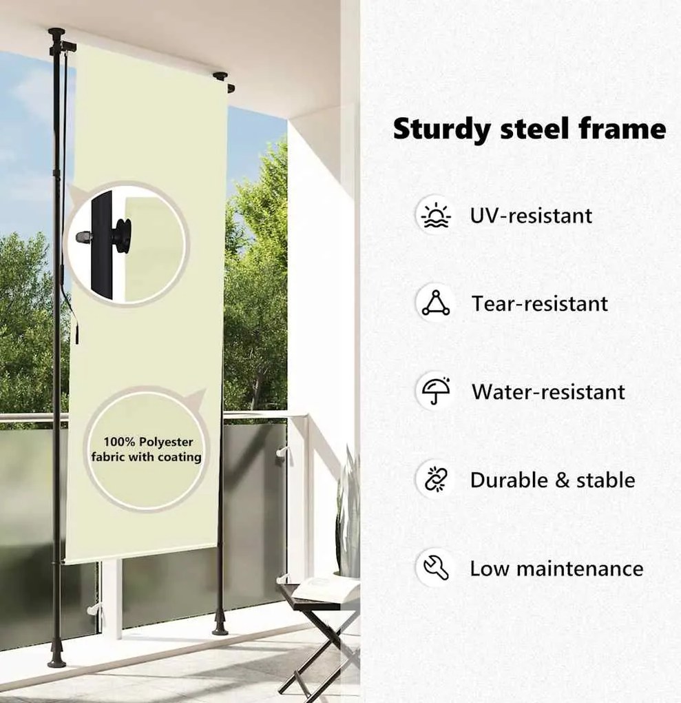 Estore de rolo para exterior 120x270 cm creme