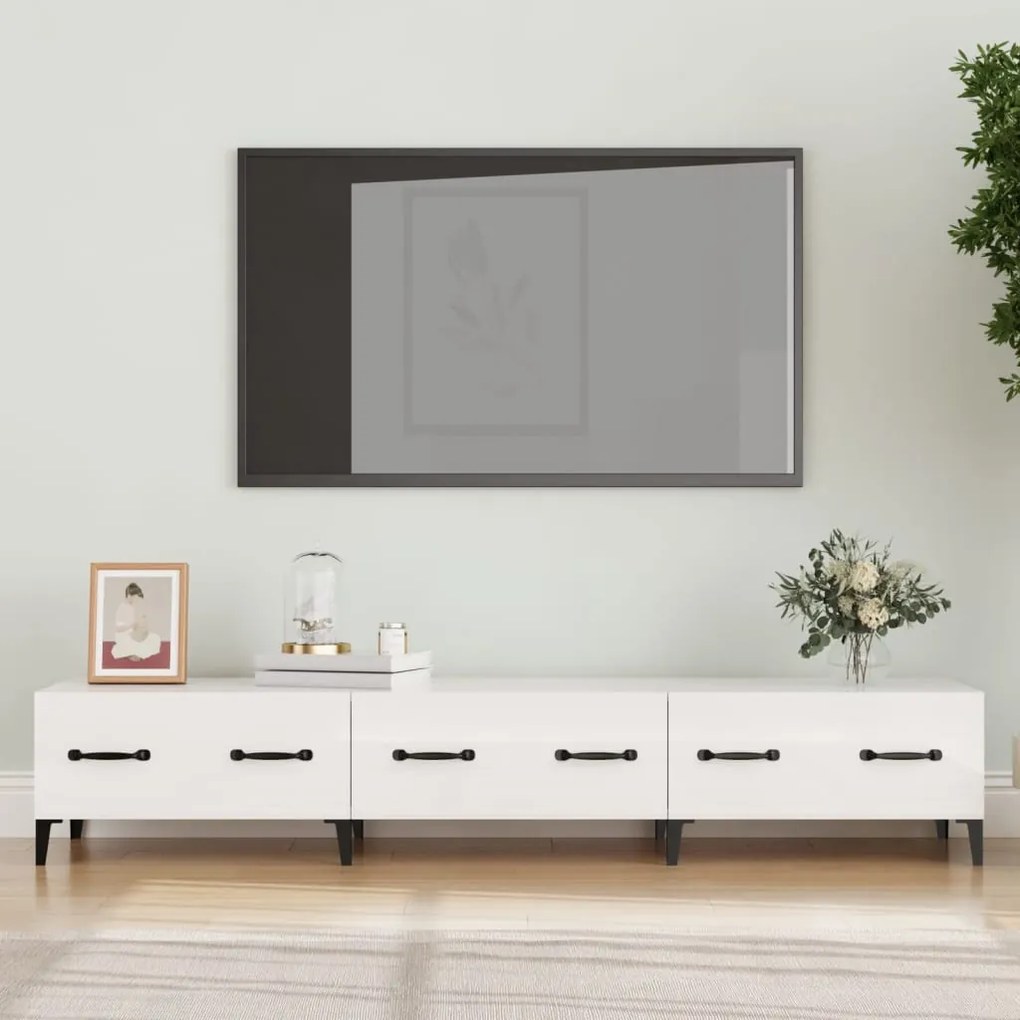 vidaXL Móvel para TV 150x34,5x30cm madeira processada branco brilhante
