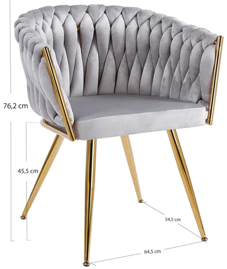 Cadeira Widny Golden Veludo - Cinza claro