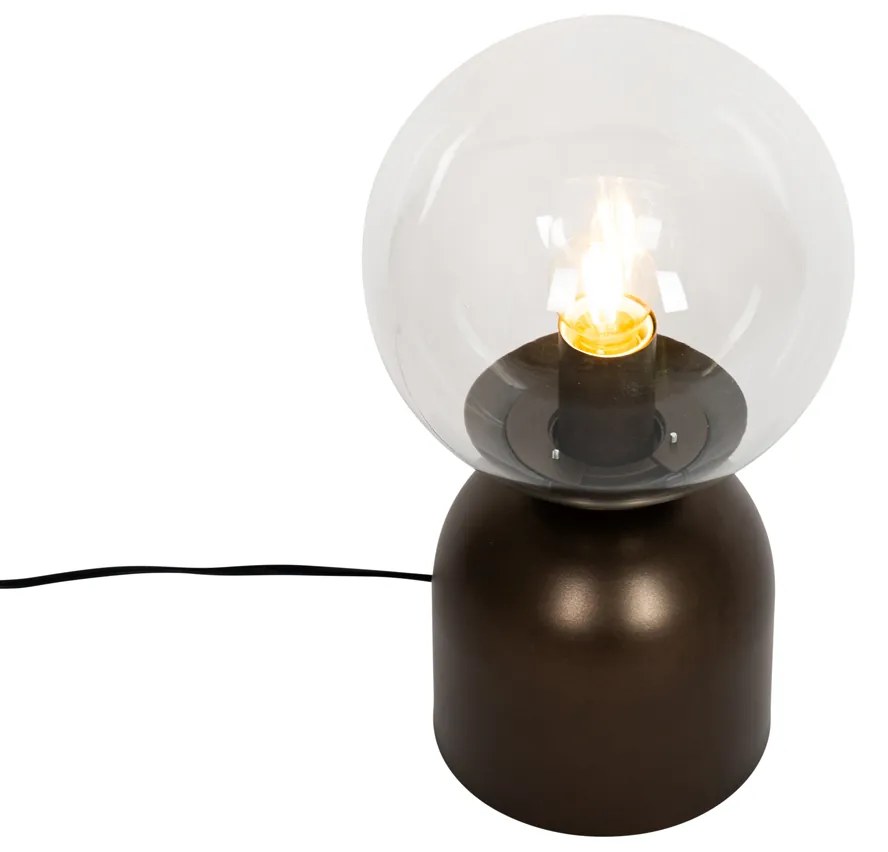 Candeeiro de mesa Hotel Chic bronze escuro com vidro transparente - Pallon Trend Chique de hotel