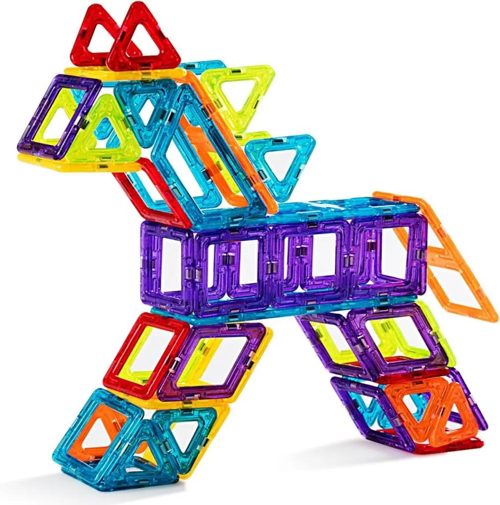 106 peças de blocos de construção magnéticos de brinquedo para crianças de 3 anos ou mais, criativos, educacionais, multicoloridos