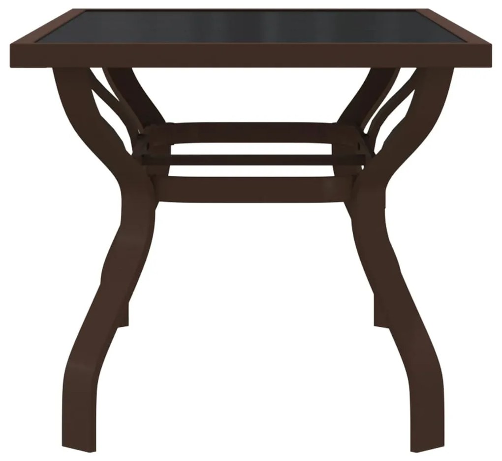 Mesa de jardim 140x70x70 cm aço e vidro castanho/preto