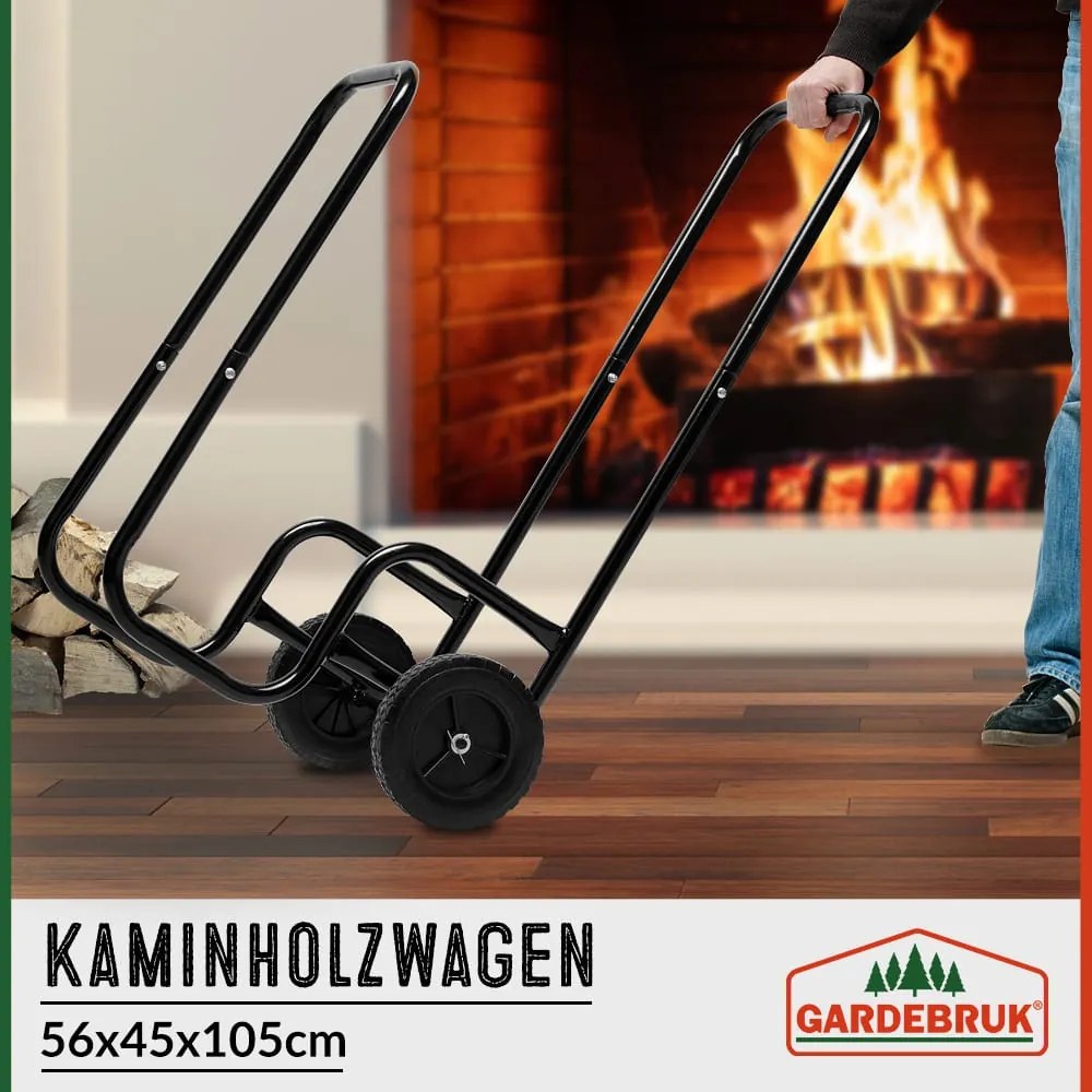 Carrinho para lenha 56 x 45 x 105 cm Preto