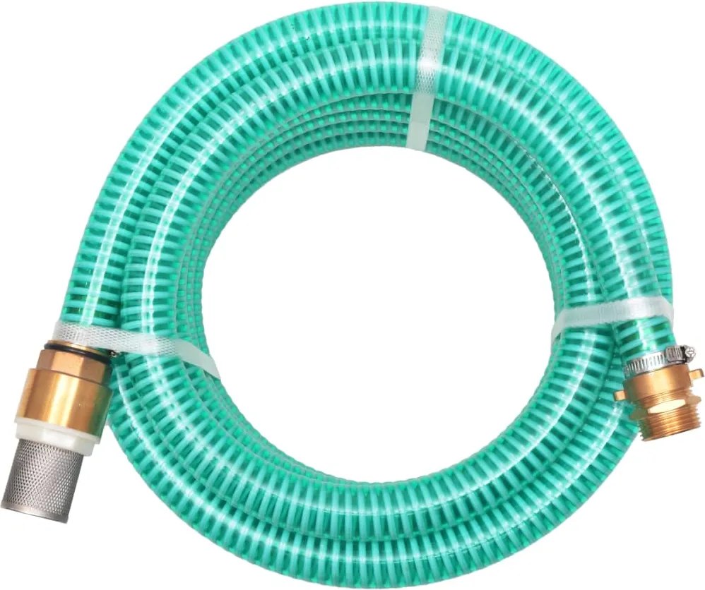 vidaXL Mangueira de sucção com conectores de latão 7 m 25 mm verde