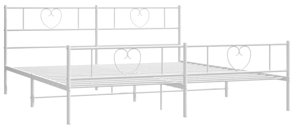 Estrutura de cama com cabeceira e pés 193x203 cm metal branco