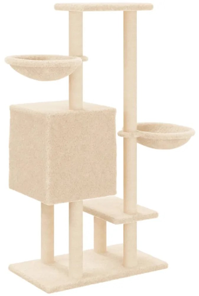 Árvore para gatos c/ postes arranhadores sisal 117 cm cor creme