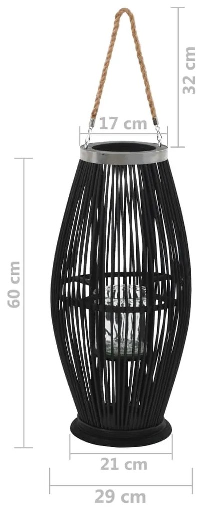 Suporte para vela suspenso 60 cm bambu preto