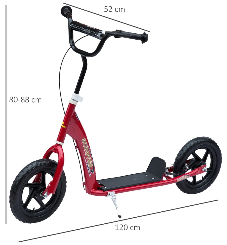 Trotinete para Crianças acima de 5 anos Scooter de 2 Rodas Grandes de 12 Polegadas com Freio e Guidão Ajustável em Altura Carga Máx. 100kg 120x52x80-8