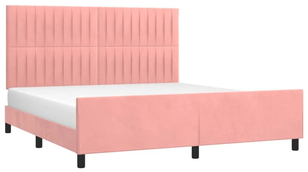 Estrutura de cama c/ cabeceira 180x200 cm veludo rosa
