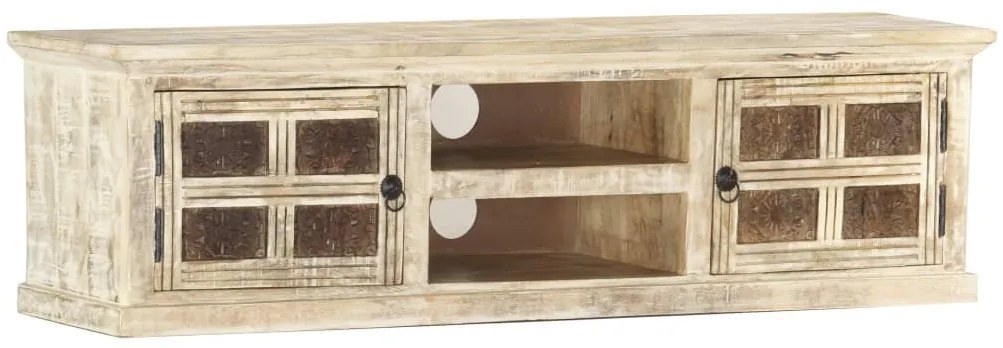 Móvel de TV 130x30x36 cm madeira de mangueira maciça