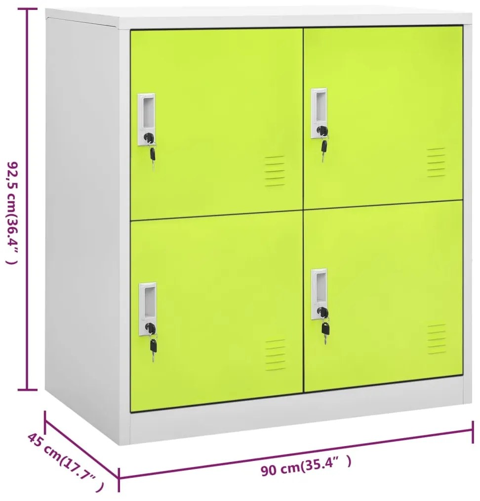 Cacifo 90x45x92,5 cm aço cinzento-claro e verde