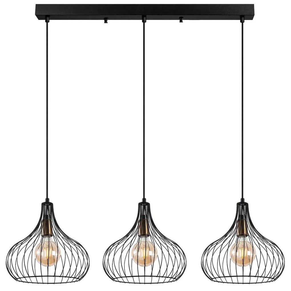 Candeeiro Suspenso Teldamla – Preto Antique – 76 x 22 x 120 cm