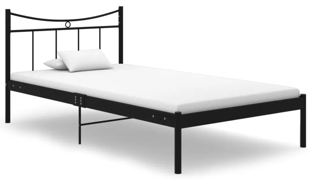 Estrutura de cama 100x200 cm metal e contraplacado preto