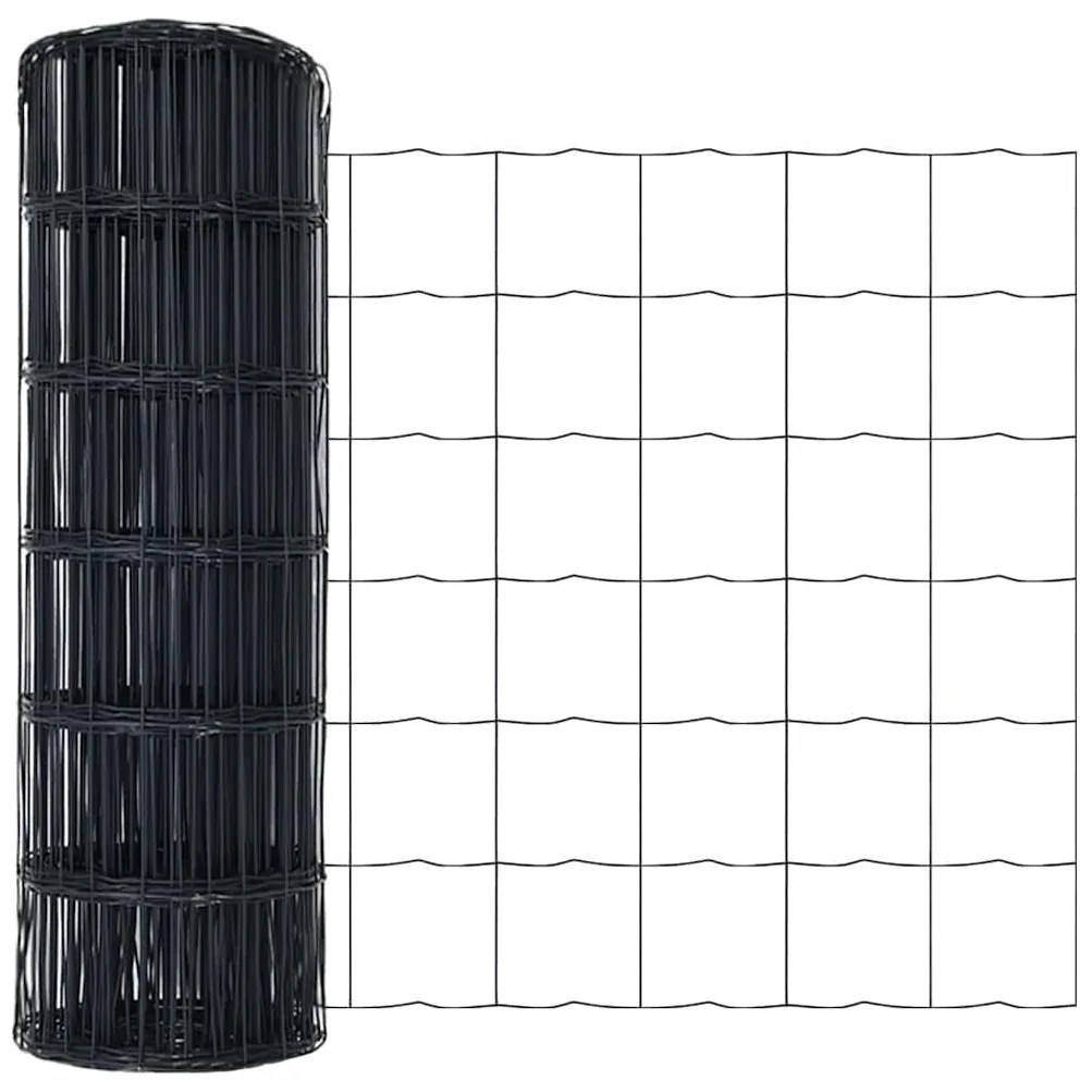 Cerca Euro da com 7 postes, 0,4 x 10 m, em aço galvanizado cinza.