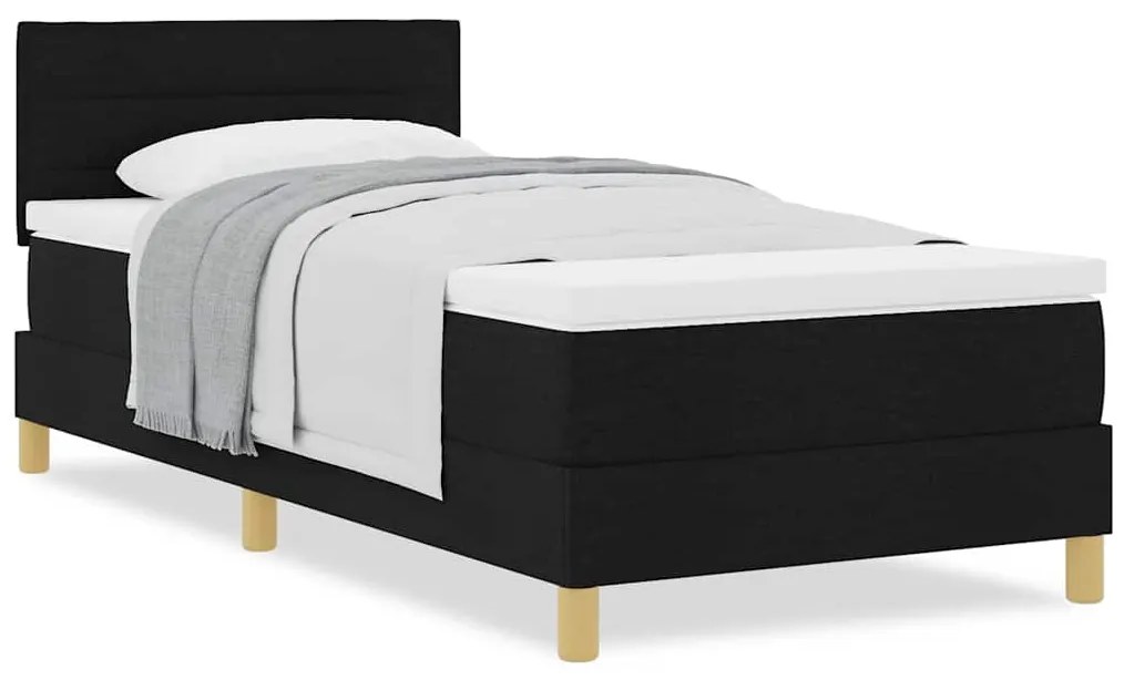 Cama Box Spring com Colchão Preta 90x190 cm Tecido