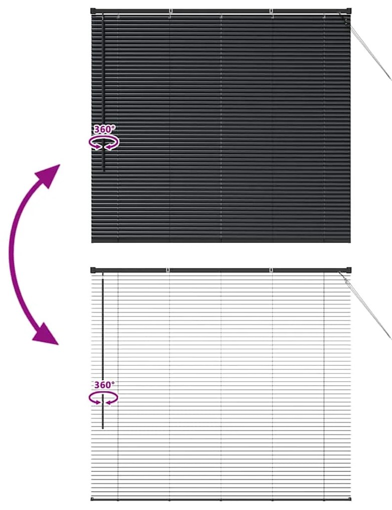 Persiana de Janela com cortinas Outros Manual Preto 80 x 130 cm Alumín