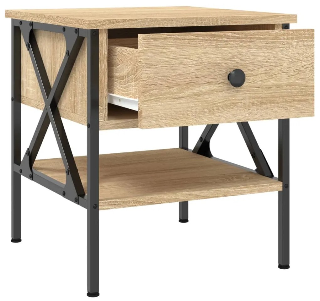 Mesa de cabeceira 40x42x45 cm derivados madeira carvalho sonoma