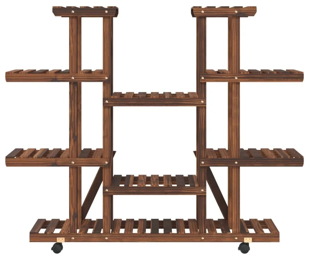 Suporte de plantas com rodas 110x25x115 cm abeto maciço