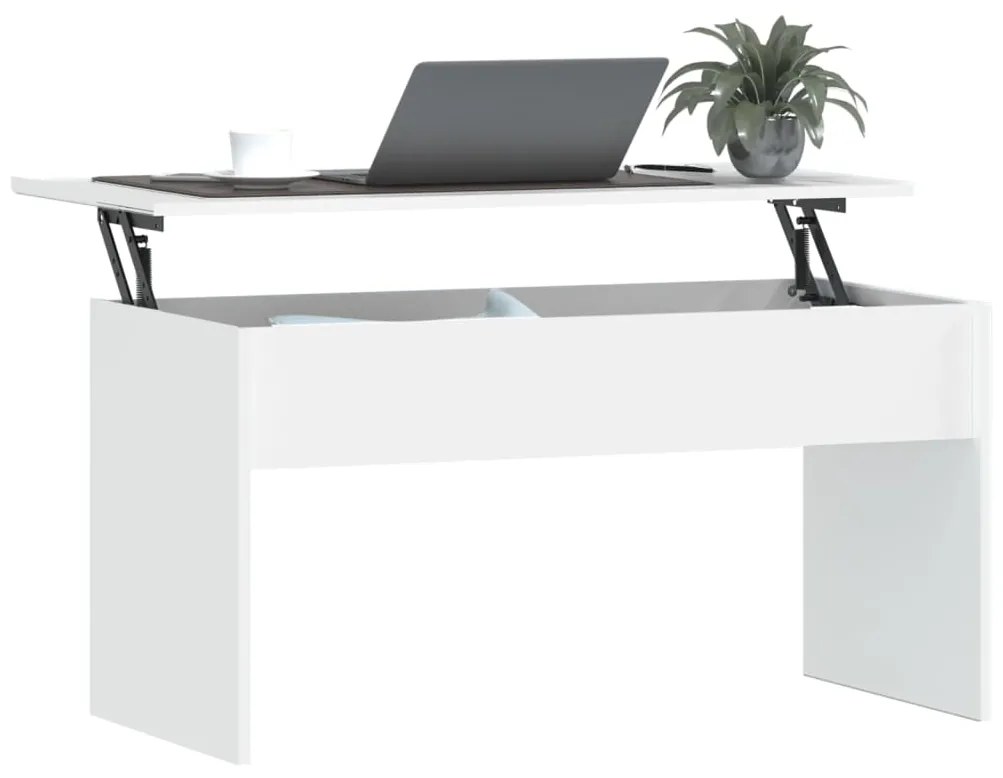 Mesa de Centro Beira Elevatória de 102 cm - Branco - Design Moderno