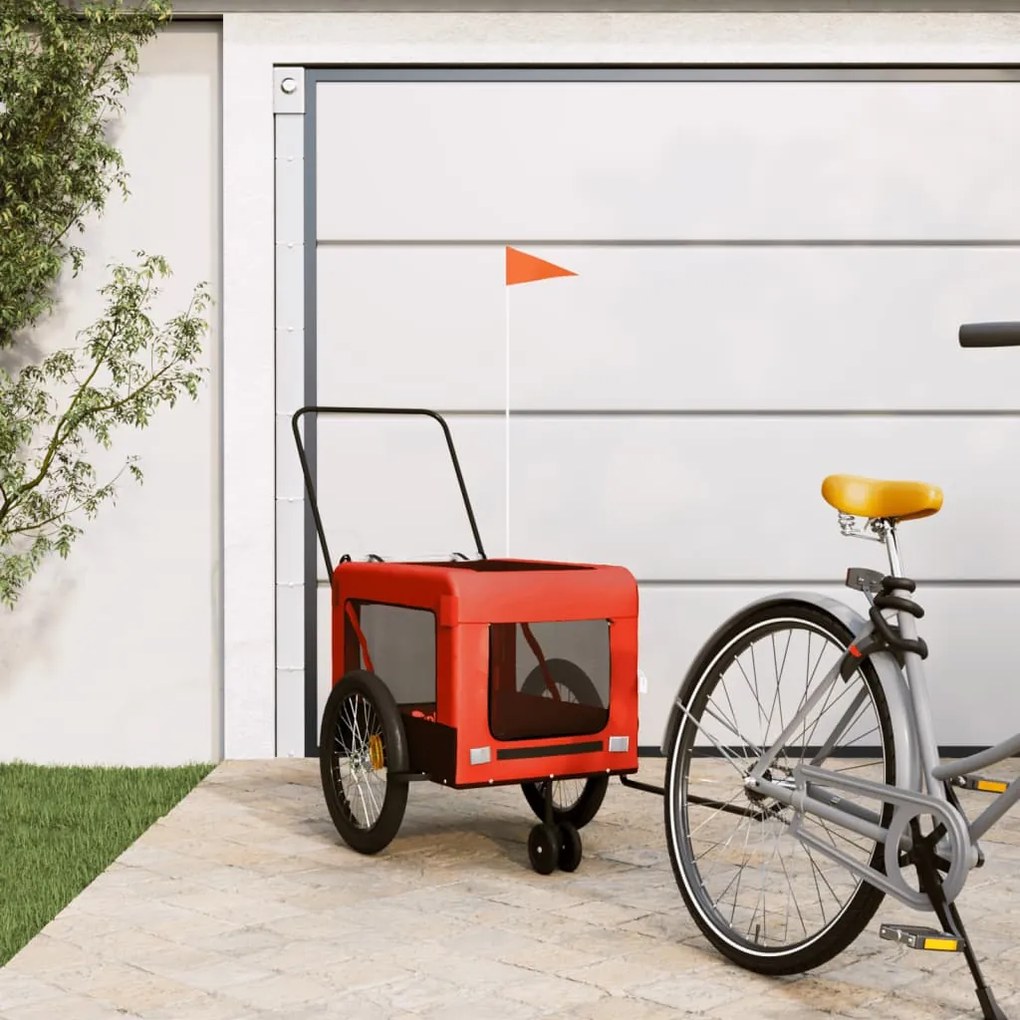 vidaXL Reboque bicicleta p/ animais tecido oxford/ferro laranja/preto