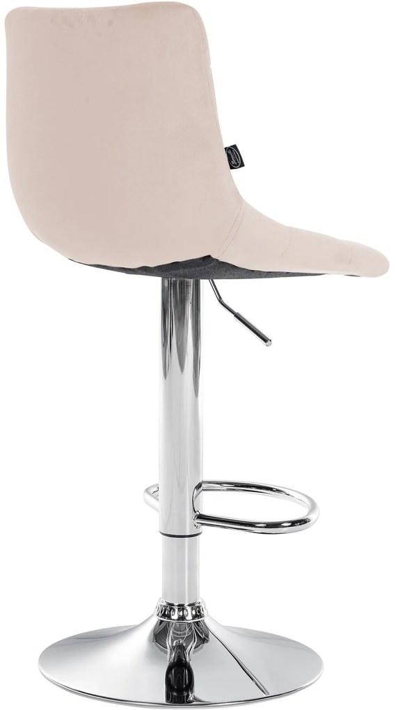 Conjunto de 2 bancos de bar Jerry em veludo com estrutura cromada 87-108,5 x 43 x 46,5 cm Bege
