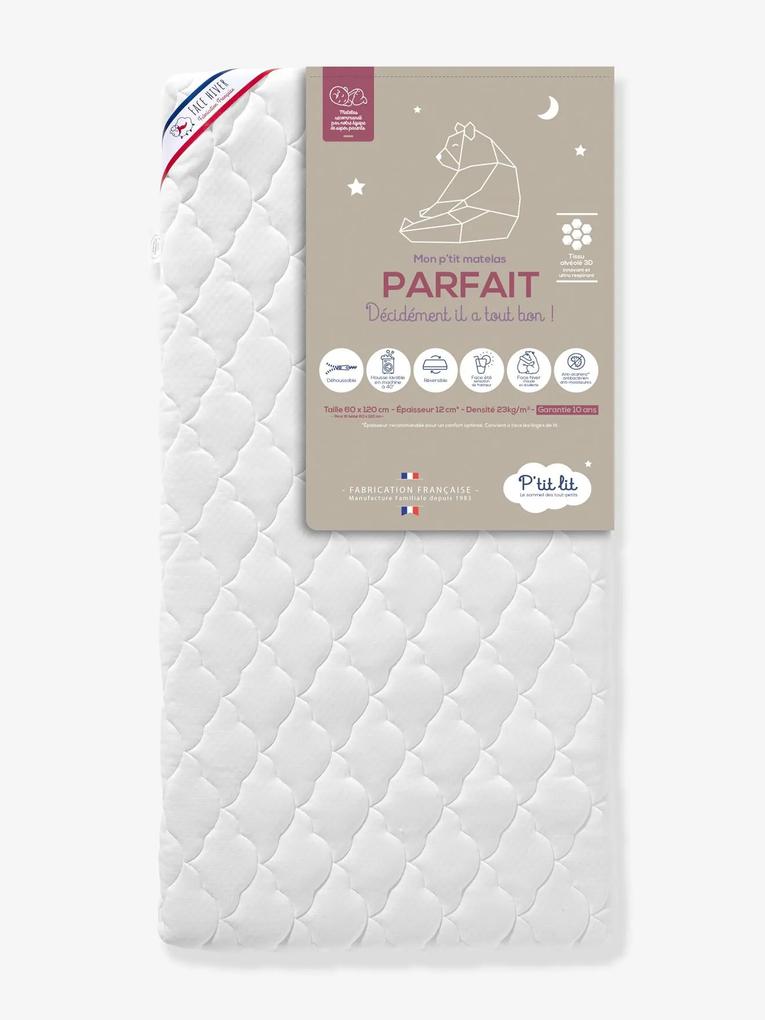 Mon p'tit colchão Parfait com capa amovível, 60x120 cm da P'TIT LIT branco claro liso