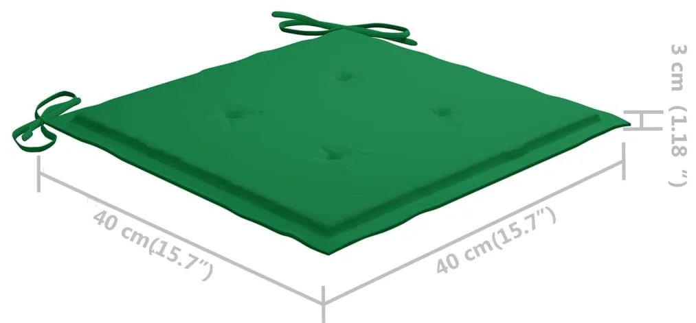 Conjunto bistrô c/ almofadões verdes 3 pcs teca maciça