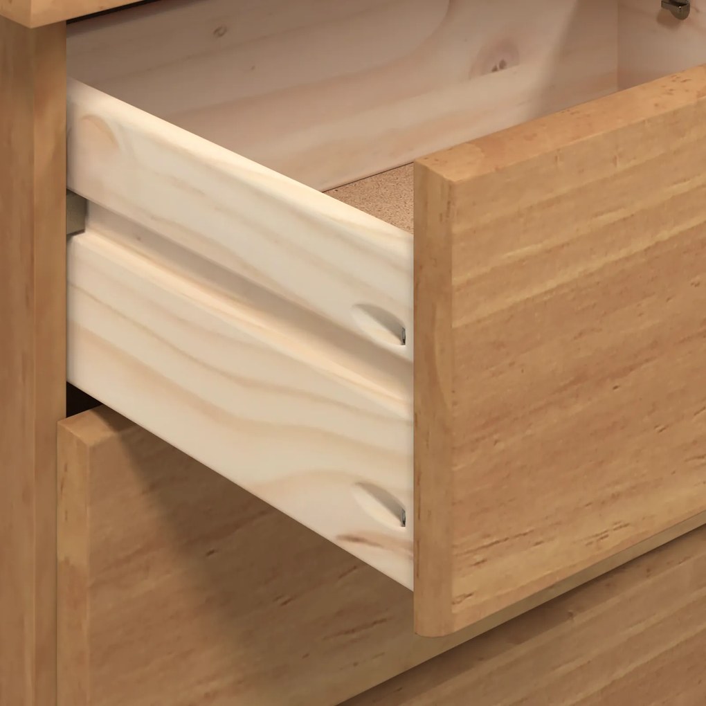Hutch “ASKIM” Castanho 91x40x199.5 cm Madeira Maciça Pinus