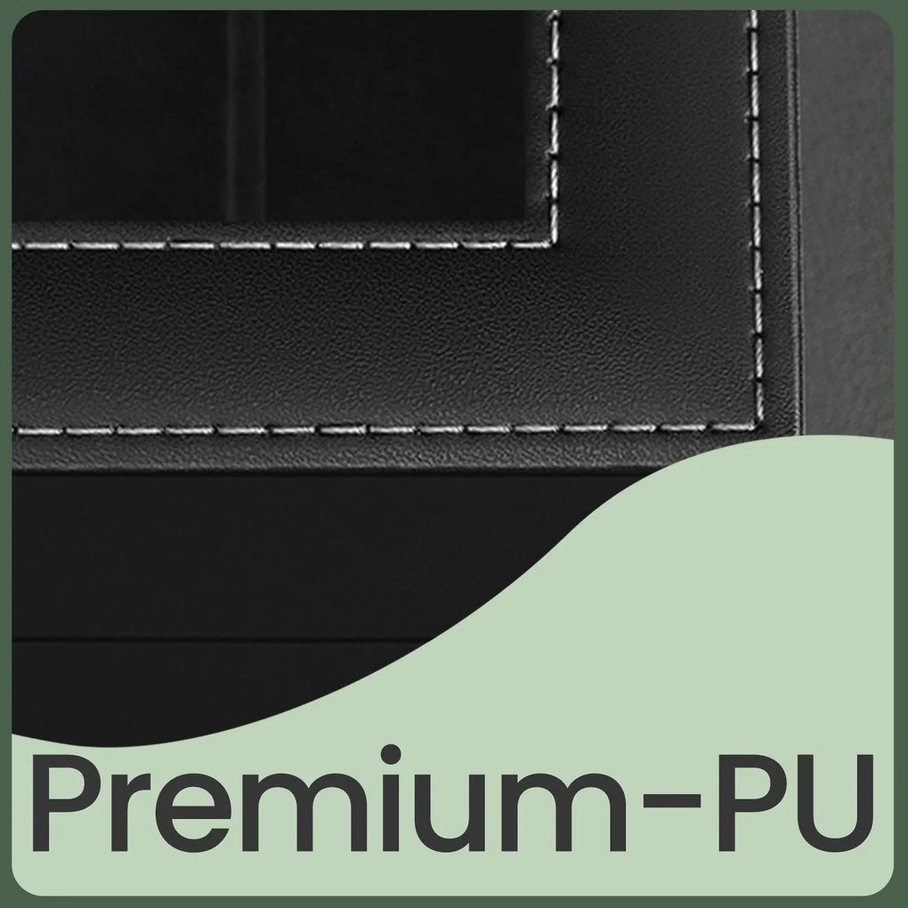 Caixa para relógios 18,5 x 32,5 x 13,5 cm, com tampa de vidro, 2 níveis, para 12 relógios revestimento em PU preto