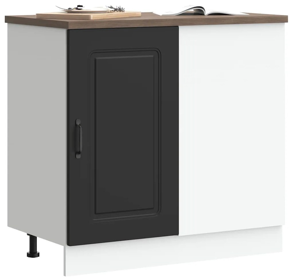 Armário de cozinha baixo Kalmar madeira artificial preto