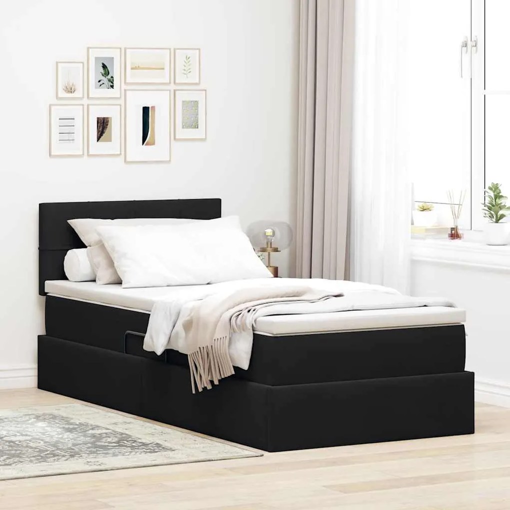 vidaXL Cama com Armazenamento com colchão Preto 90 x 190 cm Veludo