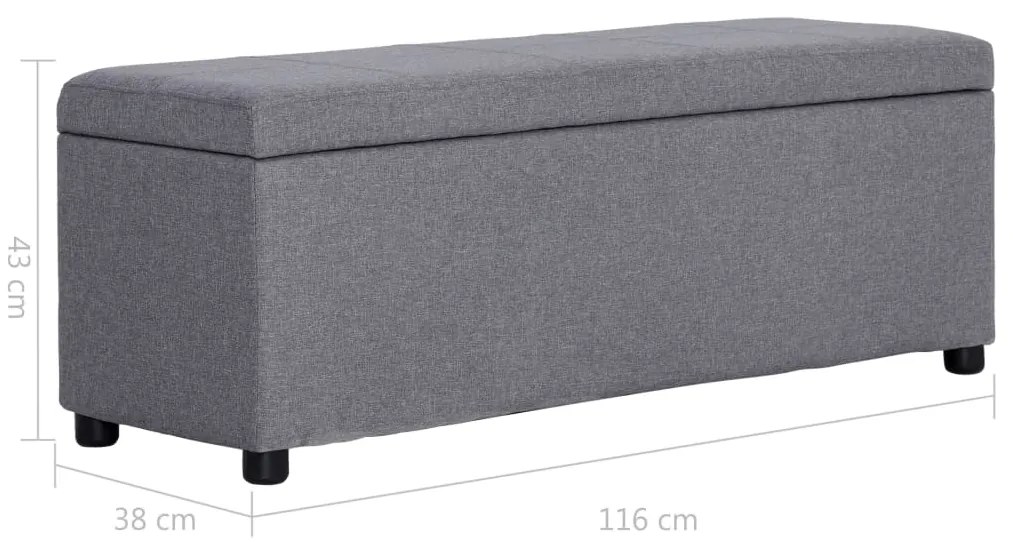 Banco c/ compartim. arrumação 116 cm poliéster cinzento-claro